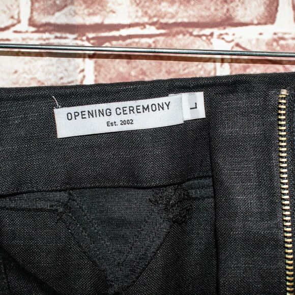 OPENING CEREMONY Women's Black Linen Mini Skirt Zipper front Sz Large - Picture 2 of 11